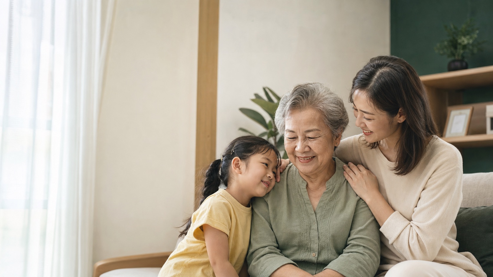 Three generations of a Thai family at home